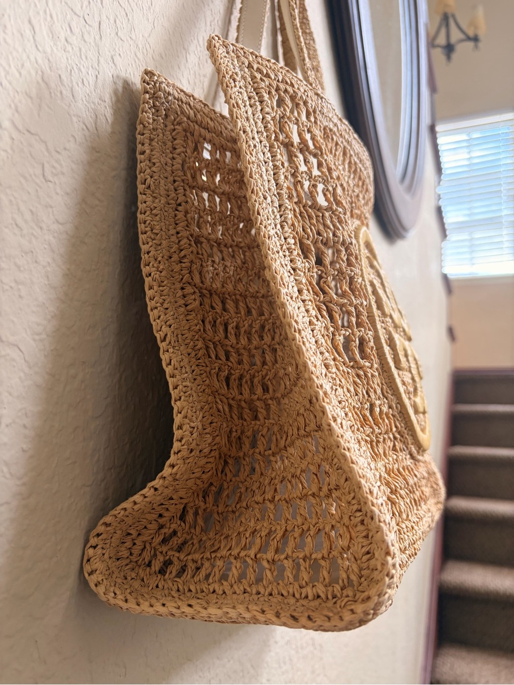 Tory Burch Natural Woven Raffia Tote-Flawed - Picture 3 of 8